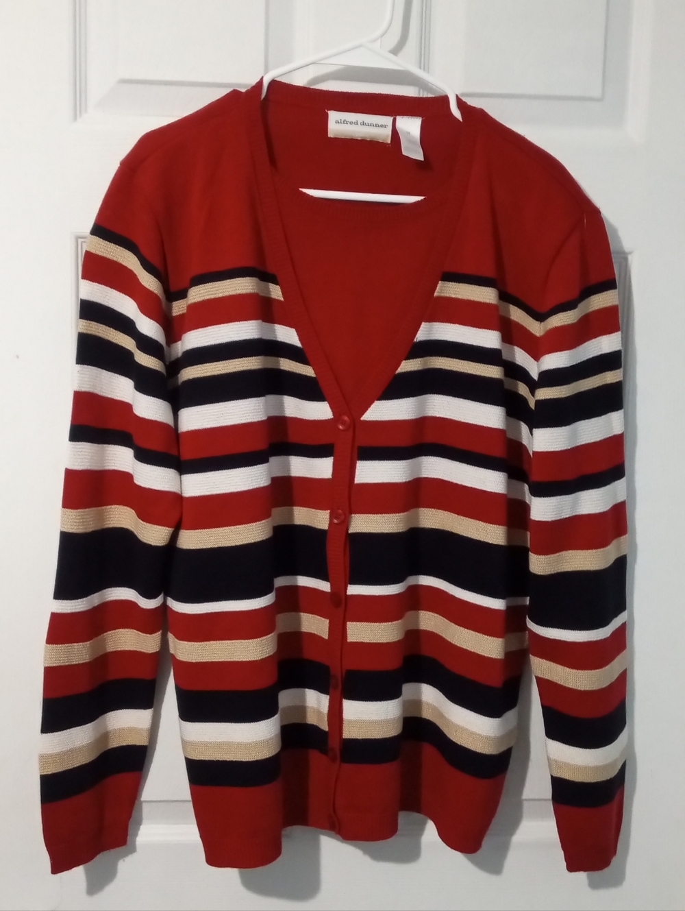 Alfred Dunner Red Multi-Stripe 2Fer Sweater